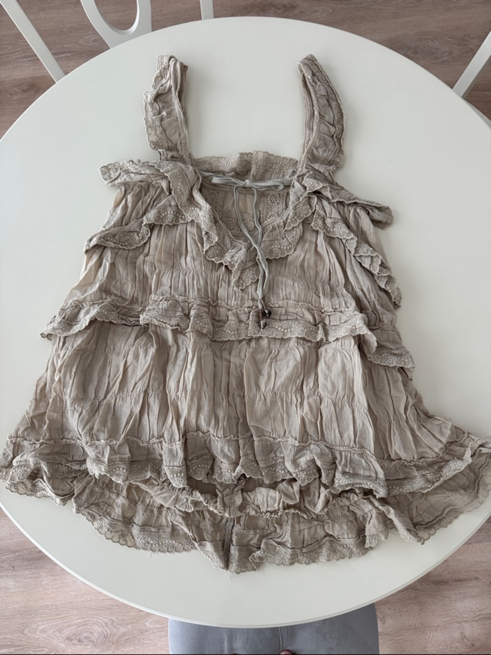 Free People Beige Ruffle Romper - Picture 2 of 3